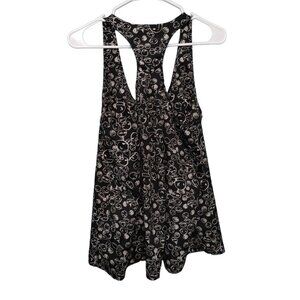 d'closet Smiley Face Print Sleeveless Blouse One Size Black White 1/4 Zipper Fro